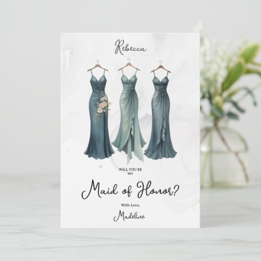 3 Glam Dusty Bridesmaid Kleidung Wasserfarbauftrag (Stehend Vorderseite)