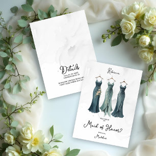 3 Glam Dusty Bridesmaid Kleidung Wasserfarbauftrag