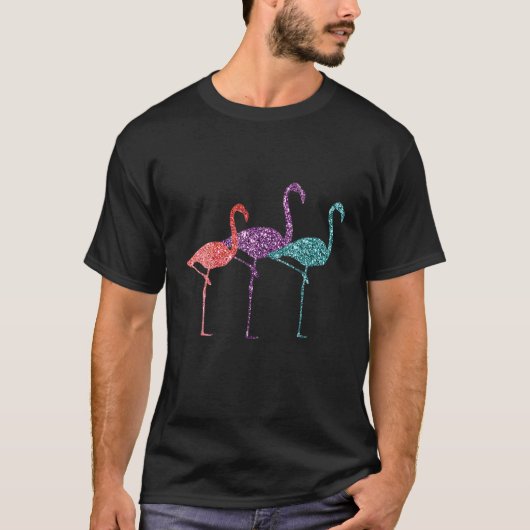 3 Glitzer Print Flamingo's Niedlichen Sommer Flami T-Shirt (Vorderseite)
