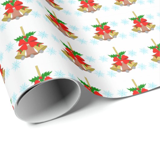 3 Glocken im Schneewackelpapier Geschenkpapier (Rolleneckpunkt)