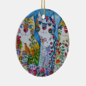 3 glückliche Katzen Keramik Ornament (Rechts)