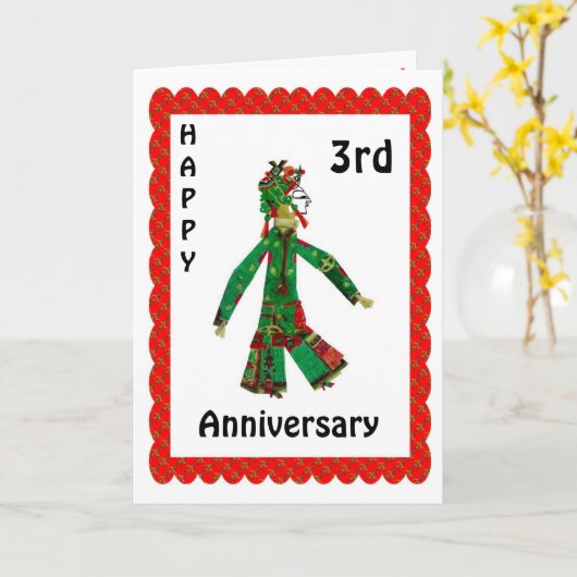 3. glückliches Jahr Karte (Gelbe Blume)