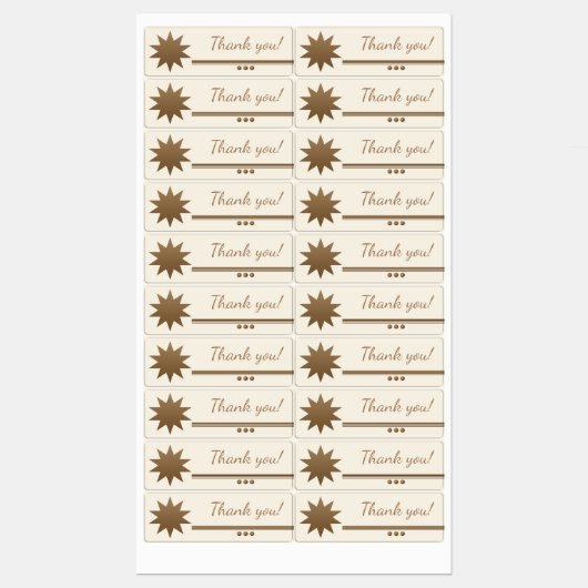 3 Gold-Text-Creme spulen Danke Labels Etiketten (Blatt)