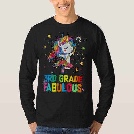 3. Grade Fabulous Ballet Unicorn Zurück zur Schule T-Shirt (Vorderseite)