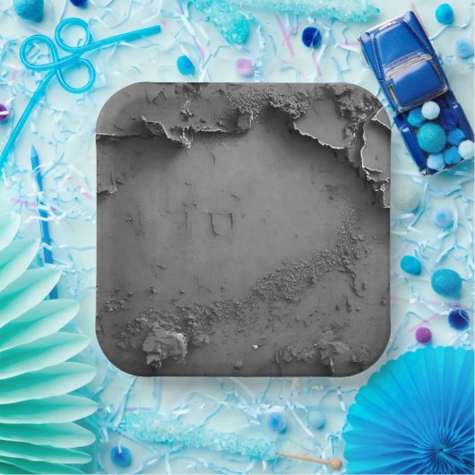 3 Grau-rustikales Design Pappteller (Party)