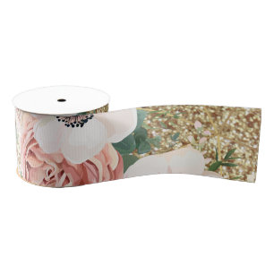 3" Grosgrain-Band-geometrisches Garten-Rosen-Gold Ripsband