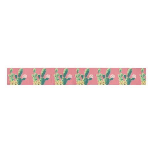 3" Grosgrain Ribbon Bohemisch Cactus succulents De Ripsband (Vorderseite)