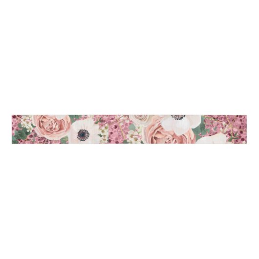 3" Grosgrain Ribbon Geometric Garden Rose Glitzer Ripsband (Vorderseite)