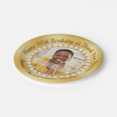 3 Größe des Fotos und Personalisiert, 50. Geburtst Pappteller (Schrägansicht)
