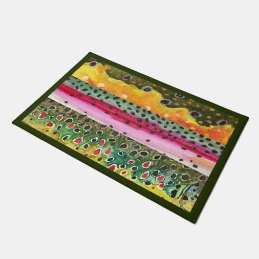 3 Große Forellenfischerei Willkommen Fußmatte (Schrägansicht)