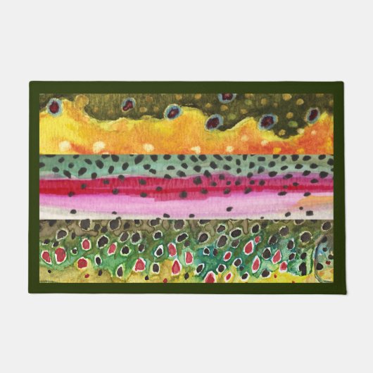 3 Große Forellenfischerei Willkommen Fußmatte (Vorderseite)