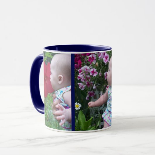 3 Große Fotos Blue Background Leichtes Upload Gesc Tasse (Vorderseite Links)