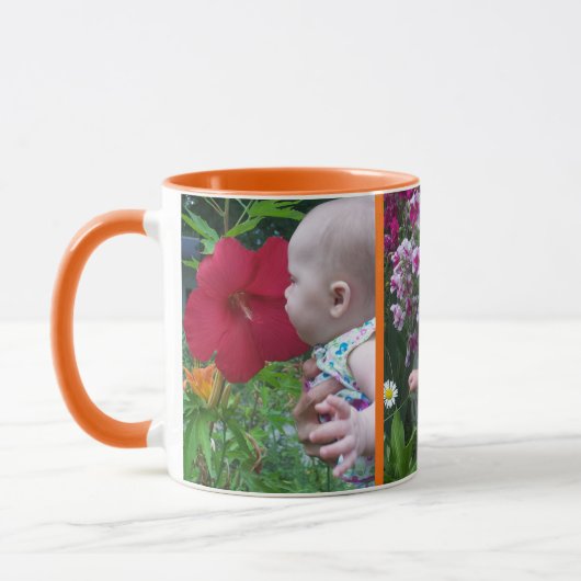 3 Große Fotos Orange Background Easy Upload Tasse (Links)