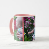 3 große Fotos Rosa Hintergrund Leicht hochladen Tasse (Vorderseite Links)