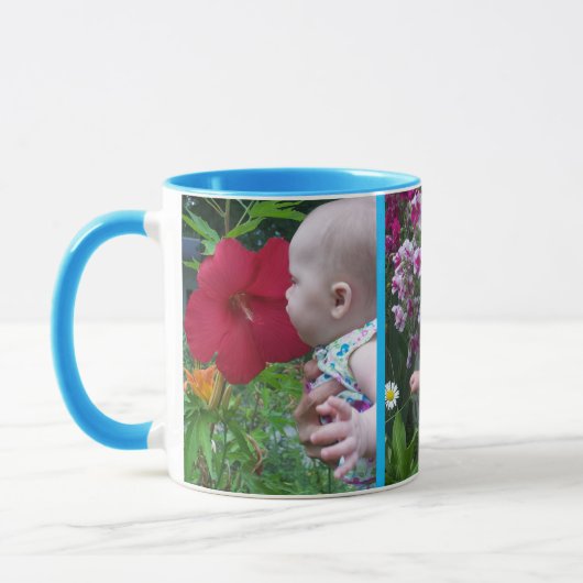 3 große Fotos Sky Blue Background Easy Upload Tasse (Links)