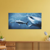 3 Große Weißhaie (Carcharodon carcharias) Leinwanddruck (Insitu (Wohnzimmer))