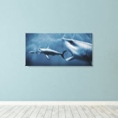 3 Große Weißhaie (Carcharodon carcharias) Leinwanddruck (Insitu (Holzboden))