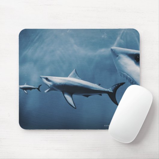 3 Große Weißhaie (Carcharodon carcharias) Mousepad (Mit Mouse)