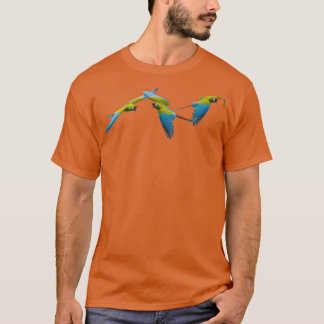 3 Grüne Maca mit blauen und gelben Papagei T-Shirt