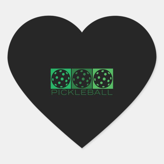 3 Grüne Pickleballs transparent Herz-Aufkleber (Vorderseite)