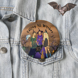 3 Halloween Hexen Party Girl Button