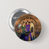 3 Halloween Hexen Party Girl Button (Vorne & Hinten)
