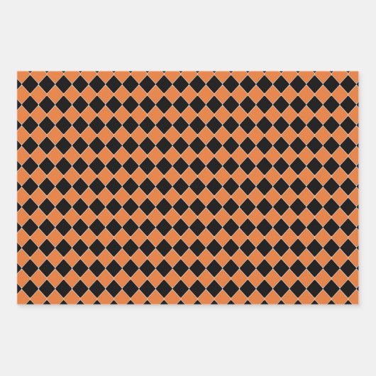 3 Halloween Koordinaten Orange Pumpkins & Spiders Geschenkpapier Set (Vorderseite 2)