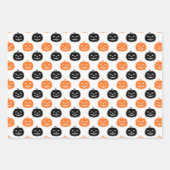 3 Halloween Koordinaten Orange Pumpkins & Spiders Geschenkpapier Set (Vorderseite)