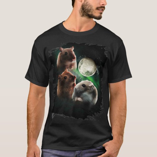 3 Hamster Moon Wolf Hamsters Wolves Howling T-Shirt (Vorderseite)