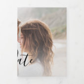 3 handgeschriebene Hochzeit mit Foto speichern Sie Dreifach Gefaltete Ankündigung (Cover)