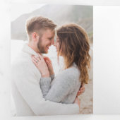 3 handgeschriebene Hochzeit mit Foto speichern Sie Dreifach Gefaltete Ankündigung (Innen Erste Seite)