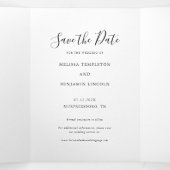 3 handgeschriebene Hochzeit mit Foto speichern Sie Dreifach Gefaltete Ankündigung (Innenseite Mitte)