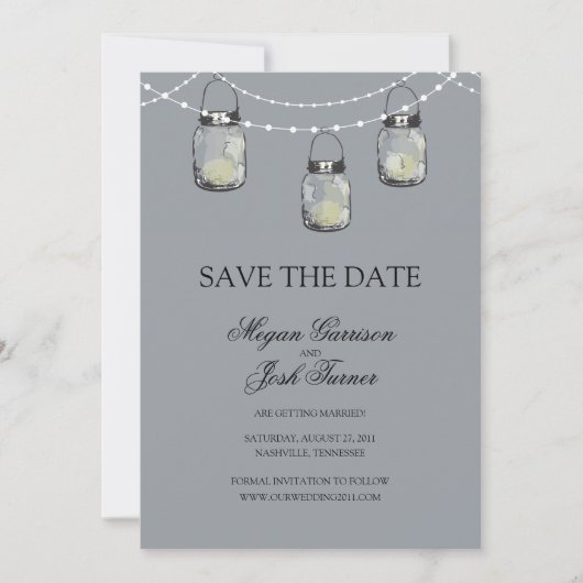 3 Hanging Mason Jars - SAVE THE DATE (Vorderseite)