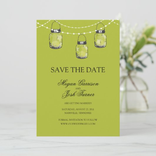 3 Hanging Mason Jars - SAVE THE DATE (Stehend Vorderseite)