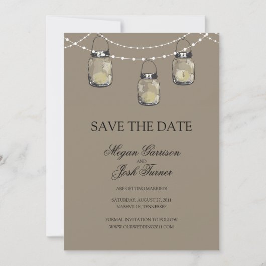 3 Hanging Mason Jars - SAVE THE DATE (Vorderseite)