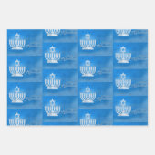 3 Hanukkah Wrapping Paper in Blues Gift Wrap Geschenkpapier Set (Vorderseite 3)