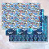 3 Happy Hanukkah Wrapping Paper Add Child's Name Geschenkpapier Set