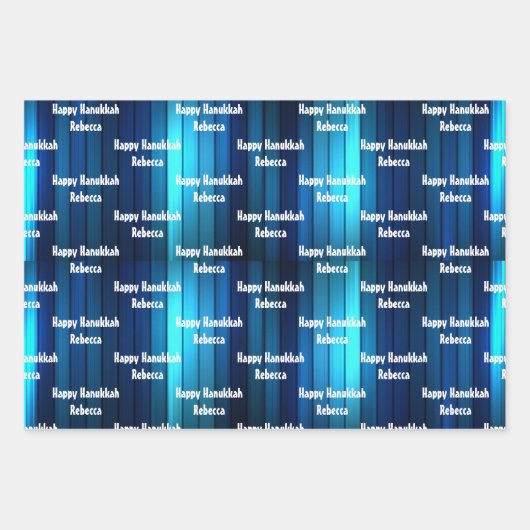3 Happy Hanukkah Wrapping Paper Add Child's Name Geschenkpapier Set (Vorderseite 2)