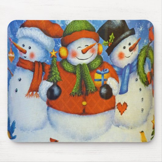 3 Happy Snowmen Mousepad (Vorne)