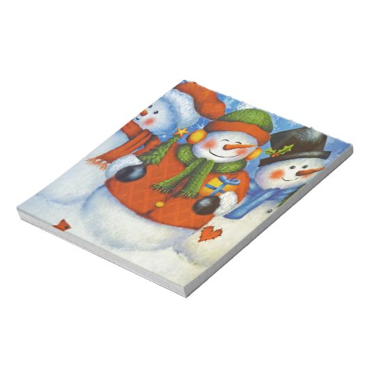 3 Happy Snowmen Notizblock (Rotiert)