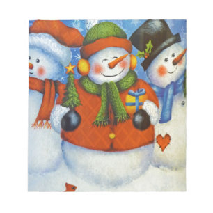 3 Happy Snowmen Notizblock