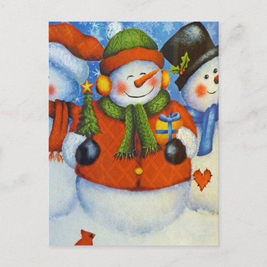 3 Happy Snowmen Postkarte (Vorderseite)
