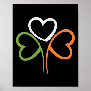 3 Hearts Shamrock Irland Flagge St Patrick's Day I Poster