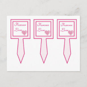 3 Hellrosa Herz Hochzeit Cup Cake Picks Postkarte
