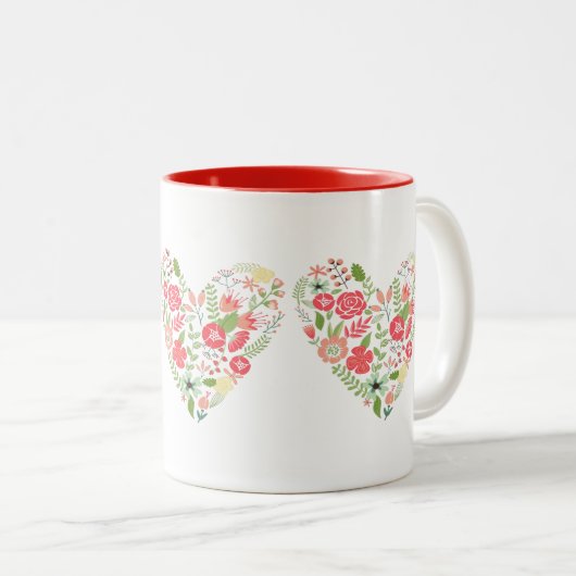 3 Herz aus farbigen Blume Zweifarbige Tasse (VorderseiteRechts)