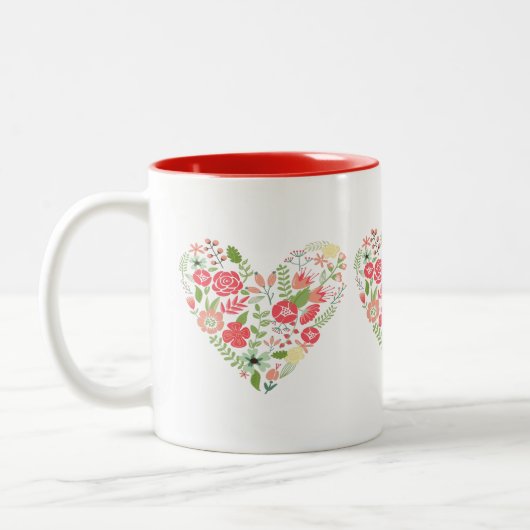 3 Herz aus farbigen Blume Zweifarbige Tasse (Links)