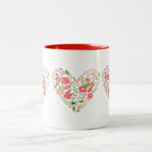 3 Herz aus farbigen Blume Zweifarbige Tasse (Mittel)