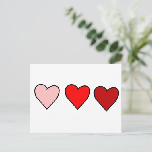 3 Herzen Postkarte (Stehend Vorderseite)