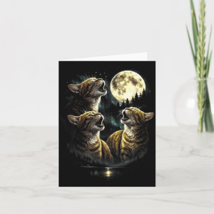 3 heulende Herbstkatze bei Mond Vintage lustig 80e Karte