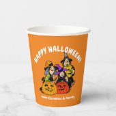3 Hexen und Jack O'Lantern Halloween Spaß Pappbecher (Rückseite)